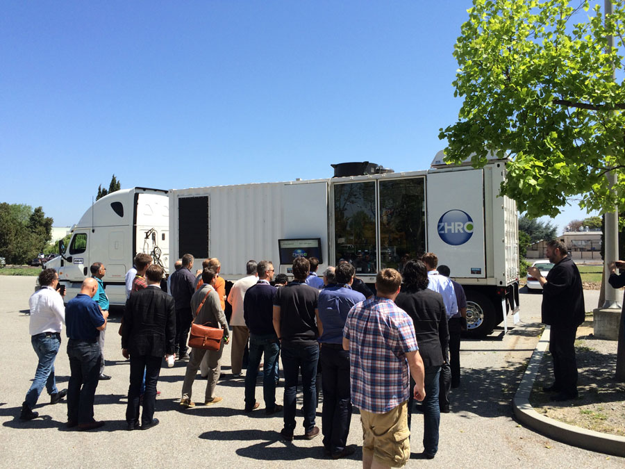 A diesel truck running on natural gas